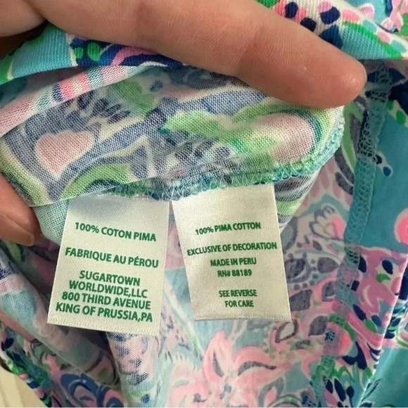 LILLY PULITZER Etta Pima‎ Cotton Dress Blue Horizon Jungle Sunrise M NWT - Picture 7 of 11
